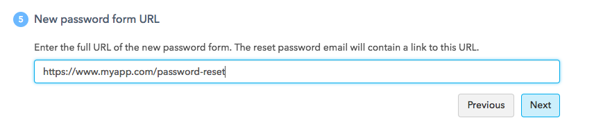 Password Reset URL UI